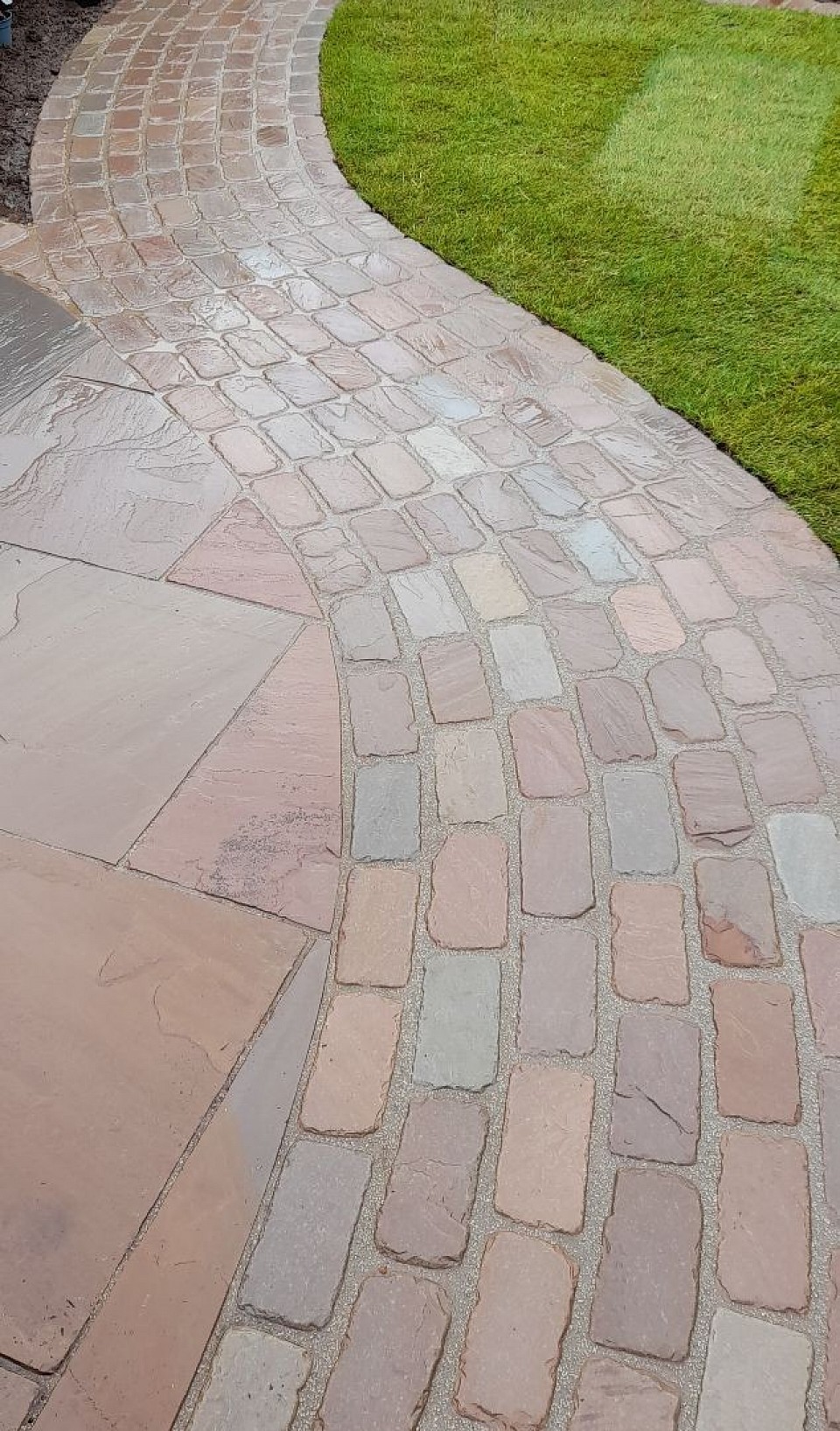 Natural stone patio and path