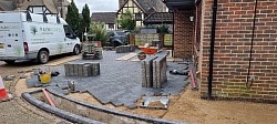 Screeding & block paving being laid Hedge End Hampshire