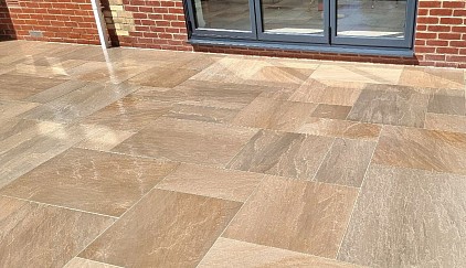 Mixed Size Porcelain Patio Installation