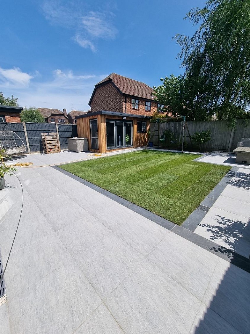 Porcelain & Natural Stone Patio builder in Whiteley, Curbridge, Hampshire.
