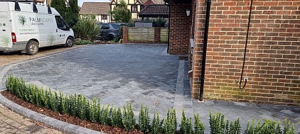 A complete driveway transformation using quality block paving and contrasting edging.